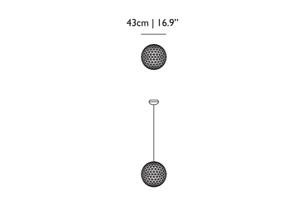 line drawing and dimensions for moooi raimond ii pendant light 43