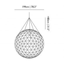 line drawing and dimensions for moooi raimond r199 pendant light