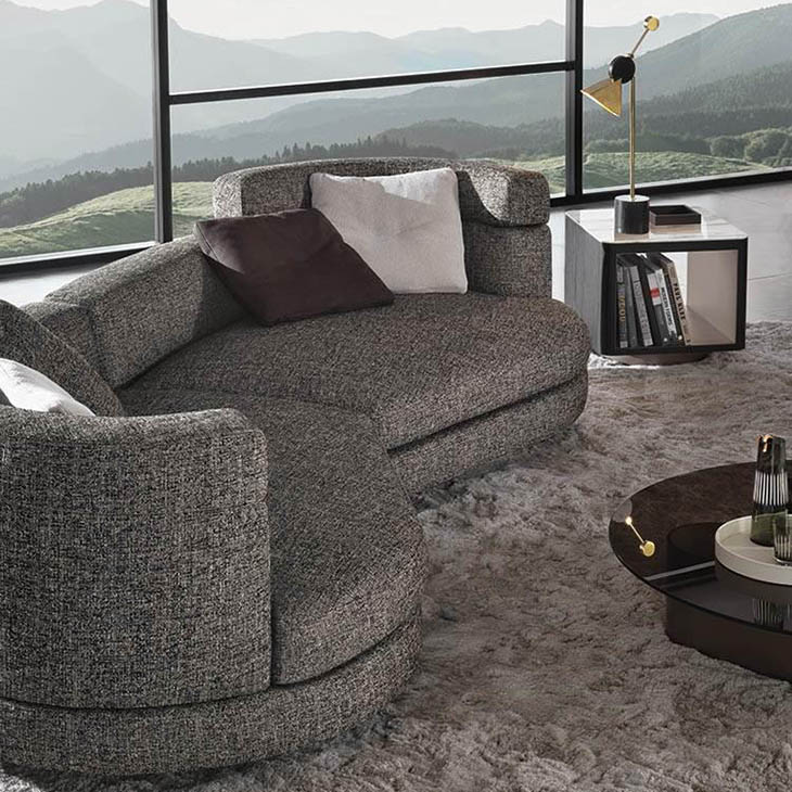 modern living room featuring a minotti alexander sofa