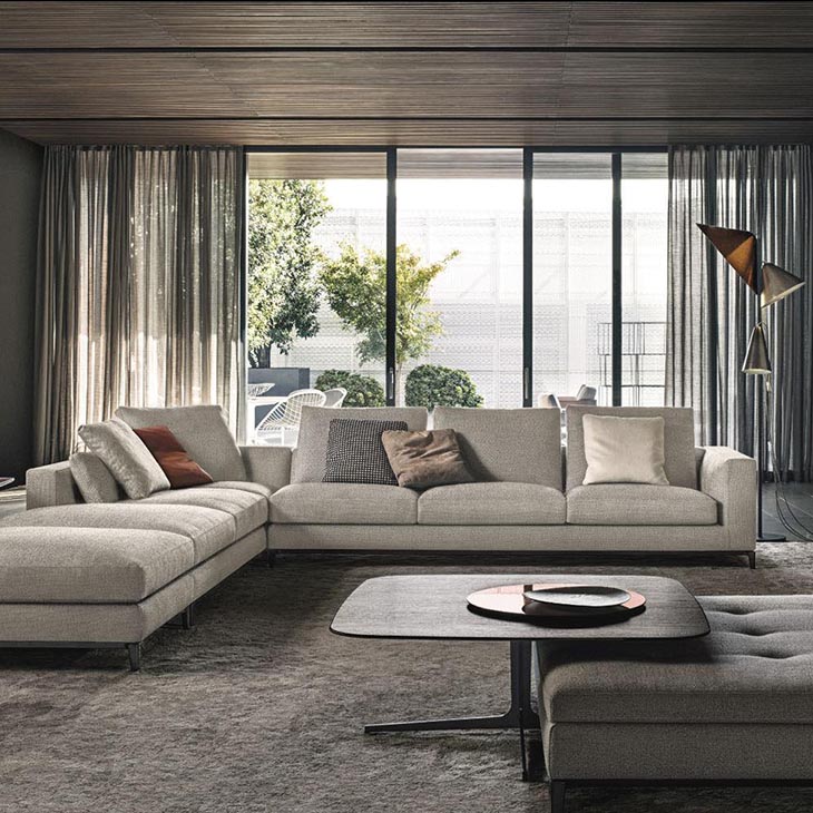 modern living room featuring minotti andersen sofa