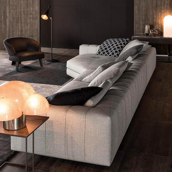 modern living room featuring minotti freeman duvet sofa