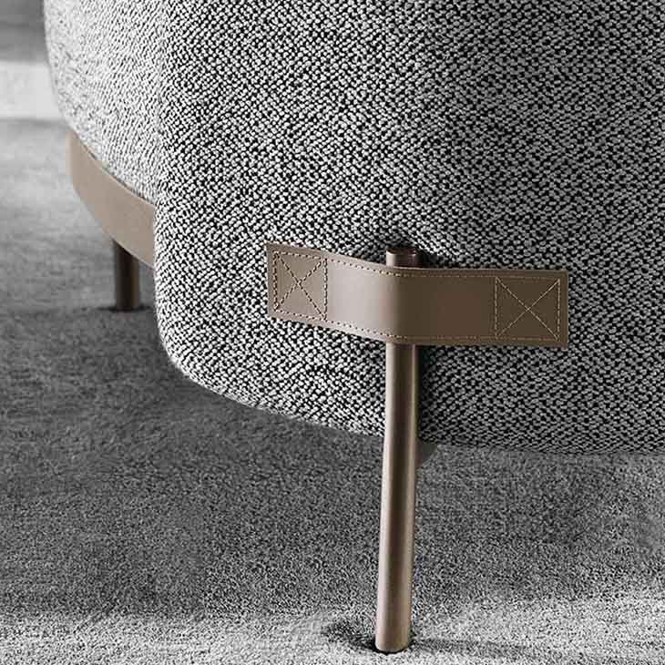 close up of "tape" detail on minotti tape armchair