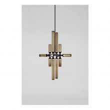 roll & hill castle pendant 12-03 black finish smoke glass