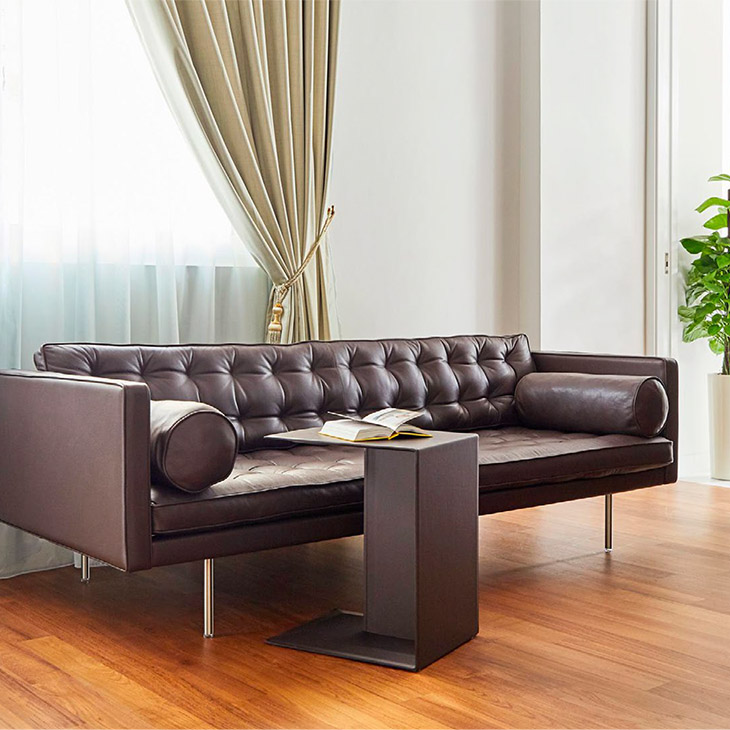 modern living room featuring a flexform plain side table