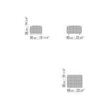 line drawing and dimensions for a flexform bangkok ottoman woven small