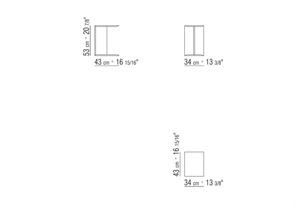 line drawing and dimensions for a flexform plain side table