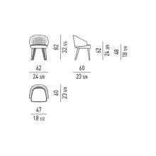 line drawing for a minotti lawson dining arm chair