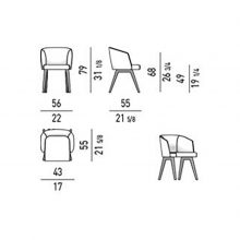 line drawing and dimensions for a minotti reeves dining chairs