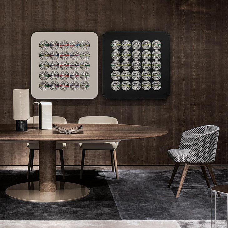 modern dining room featuring a minotti bellagio dining table