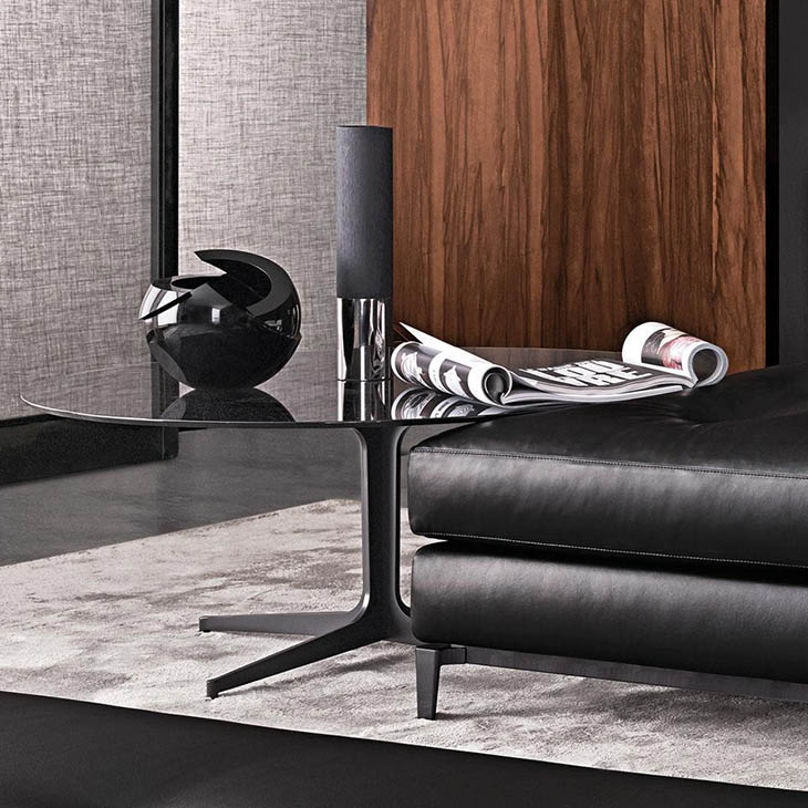 modern living room featuring minotti clyfford coffee table