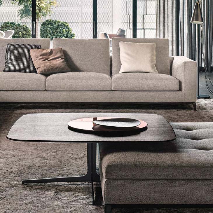 modern living room featuring minotti clyfford coffee table