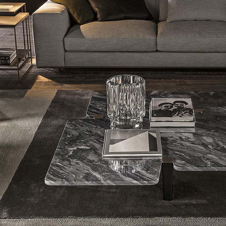 modern living room featuring a minotti jacob coffee table