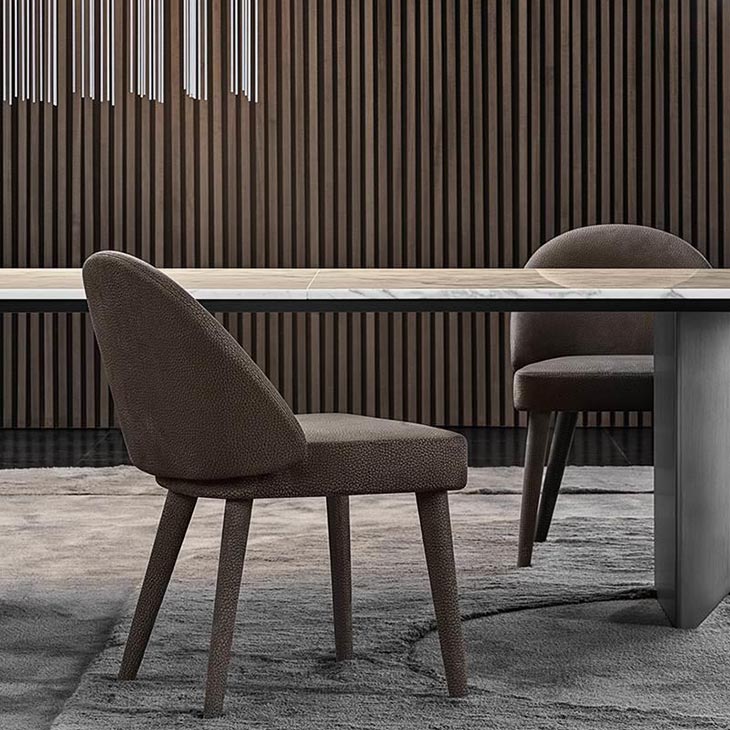 modern dining room featuring minotti lawson dining chair