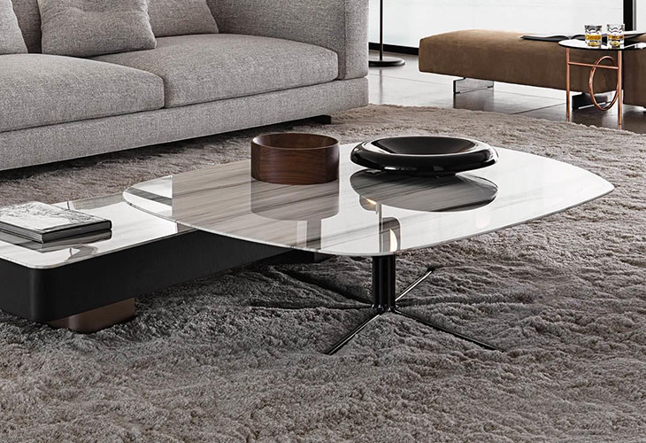 modern living room featuring a minotti rays coffee table