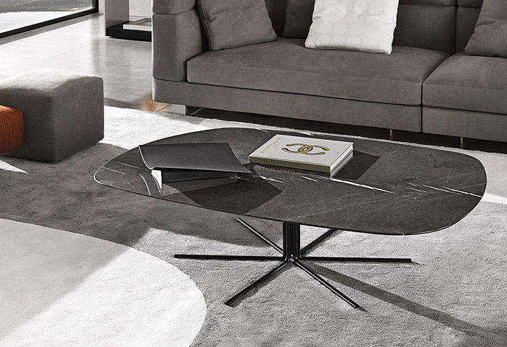 modern living room featuring a minotti rays coffee table