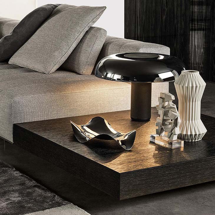 modern living room featuring a minotti ritter coffee table