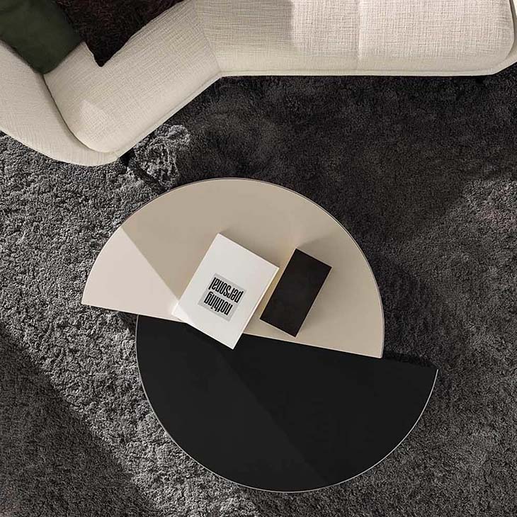 modern living room featuring minotti shields coffee table