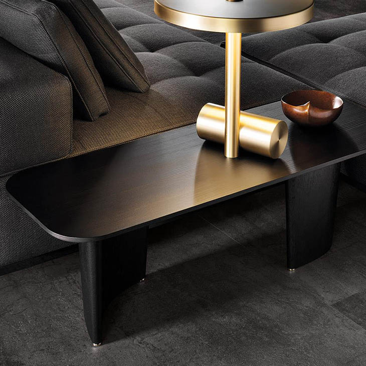 modern living room featuring minotti song coffee table