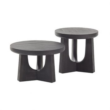 black elm poliform nara side tables on a white background