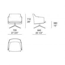 line drawing and dimensions for poliform stanford armchair