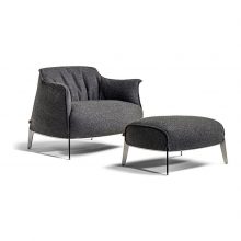 poltrona frau archibald gran comfort armchair and ottoman in fabric