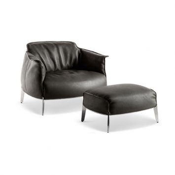 poltrona frau archibald gran comfort armchair and ottoman in leather