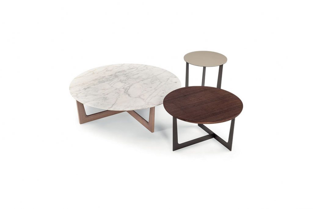 poltrona frau ilary coffee tables and side table on a white background
