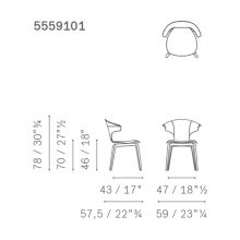 line drawing and dimensions for poltrona frau montera dining arm chair
