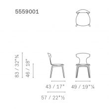 line drawing and dimensions for poltrona frau montera dining chair