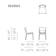 line drawing and dimensions for poltrona frau isadora dining chair