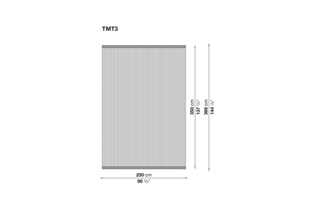 line drawing and dimensions for b&b italia timo rug
