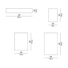 line drawing and dimensions for minotti dibbets rugs rectangular