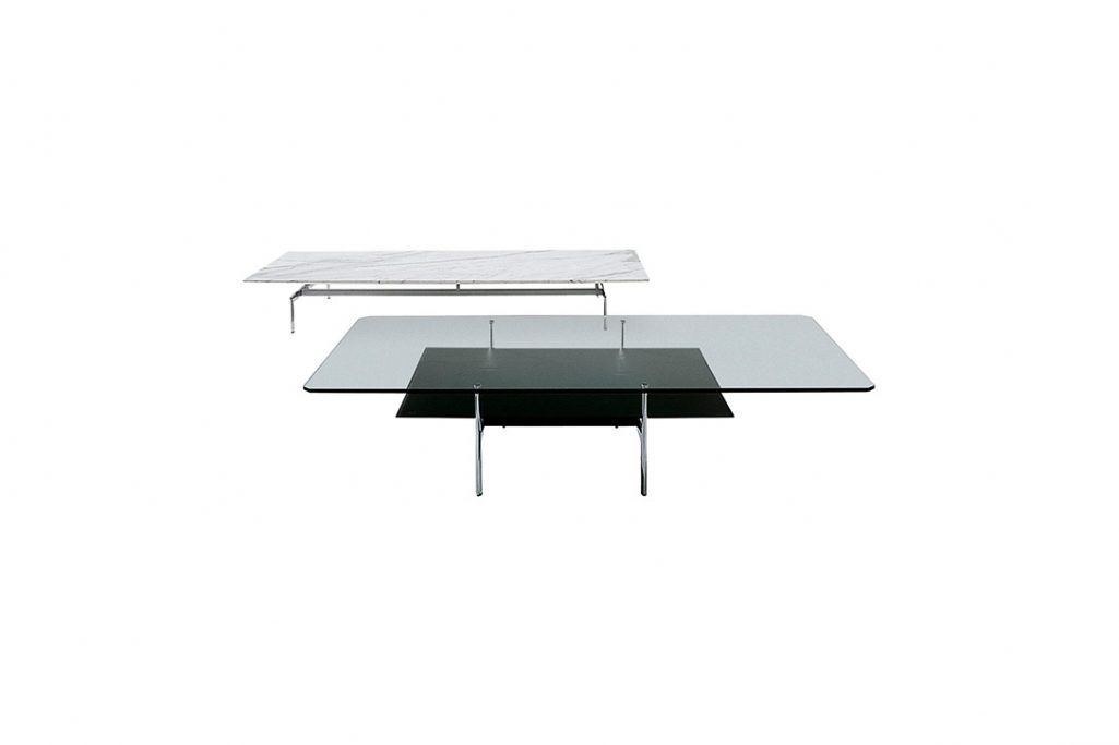 b&b italia diesis coffee table with shelf and without