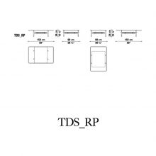line drawing and dimensions for b&b italia diesis coffee table with shelf