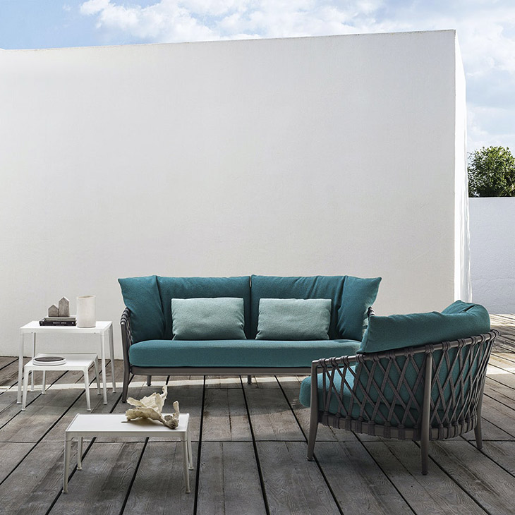 b&b italia erica outdoor sofa and armchair in situ