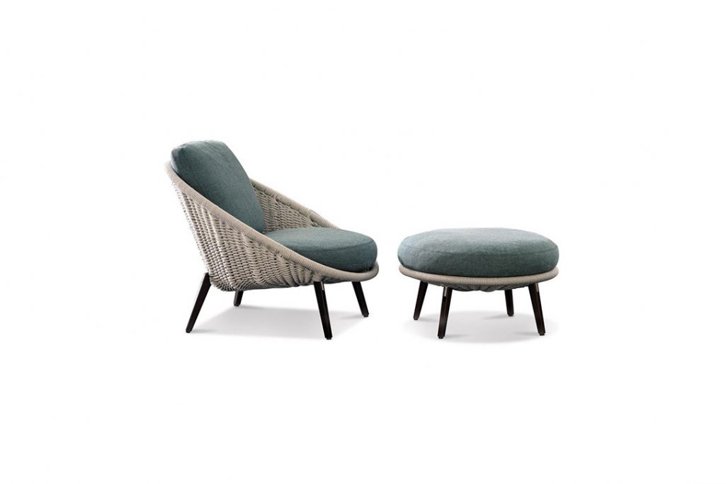 minotti lido cord outdoor armchair and footstool