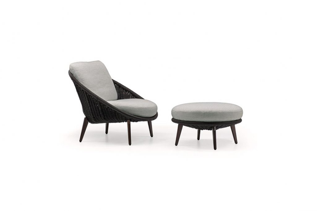 minotti lido cord outdoor armchair and footstool