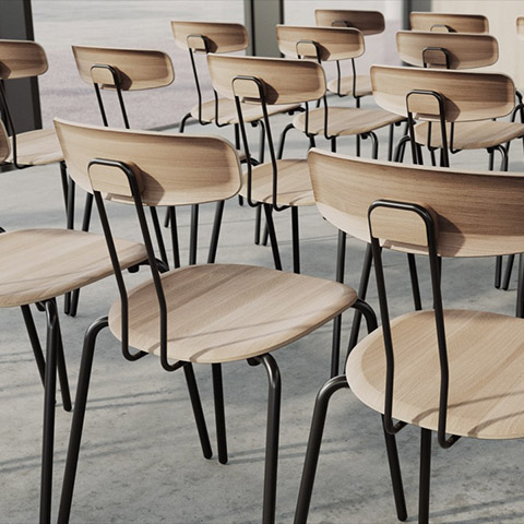 zeitraum okito ply stacking chair in situ