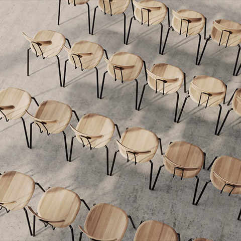 zeitraum okito ply stacking chair in situ