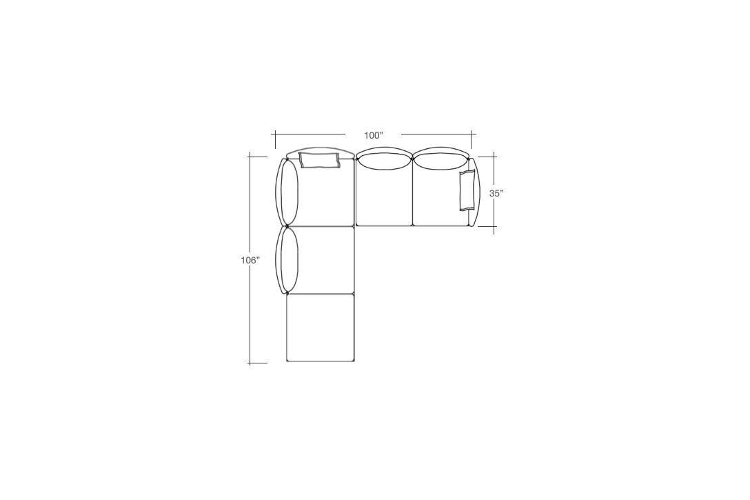 line drawing of a moroso gentry sectional sofa