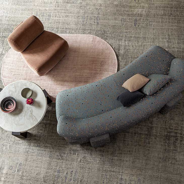 moroso gogan sofa, armchair, and coffee table in situ