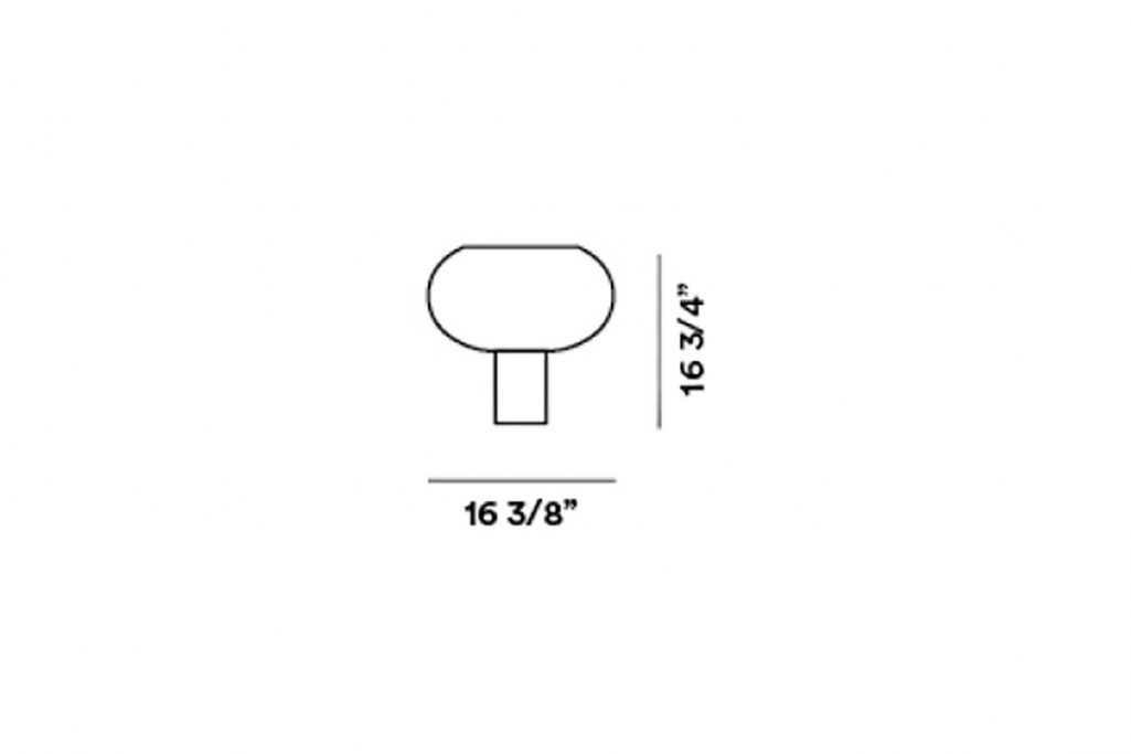 line drawing and dimensions for a foscarini buds 2 table lamp