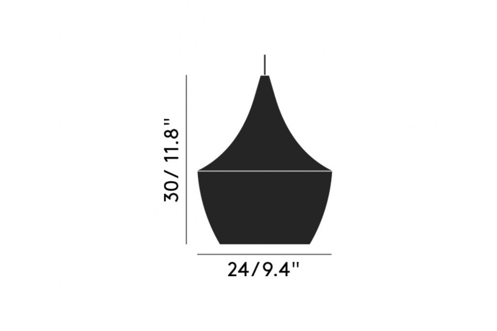 line drawing and dimensions for tom dixon beat pendant light fat