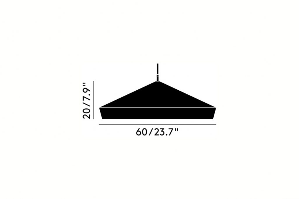 line drawing and dimensions for tom dixon beat pendant light flat