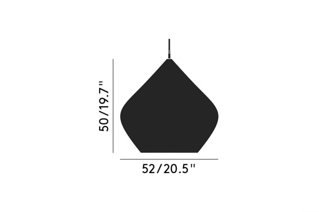 line drawing and dimensions for tom dixon beat pendant light stout