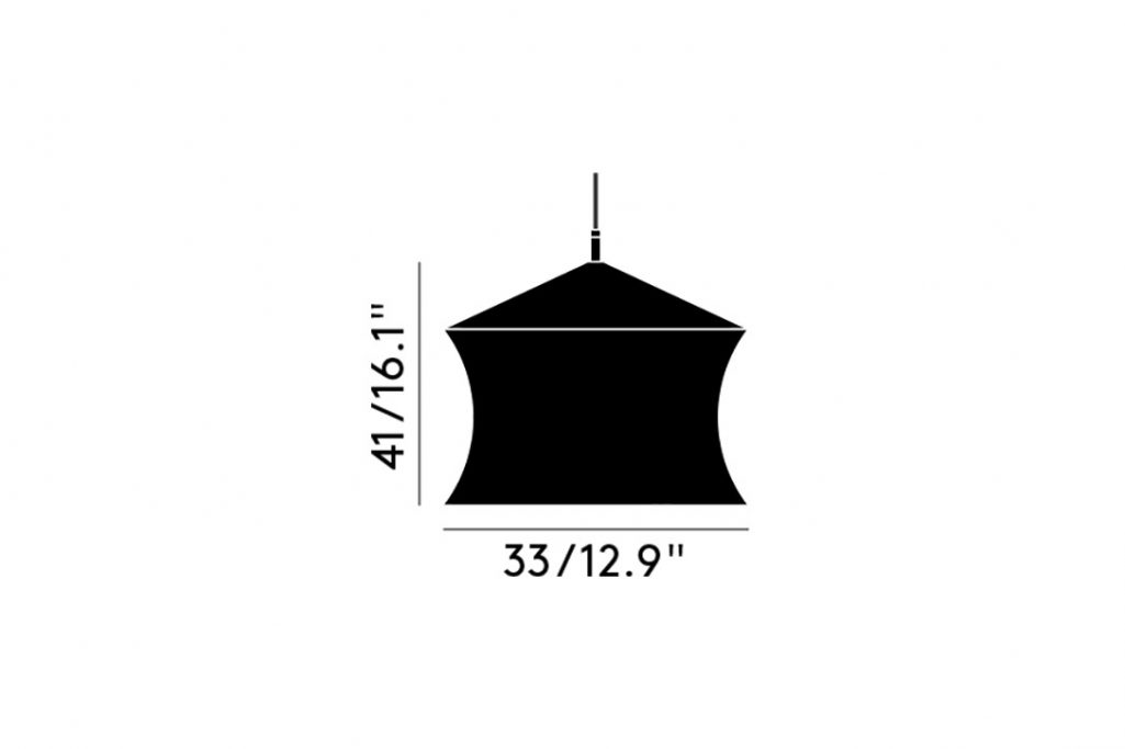 line drawing and dimensions for tom dixon beat pendant light waist