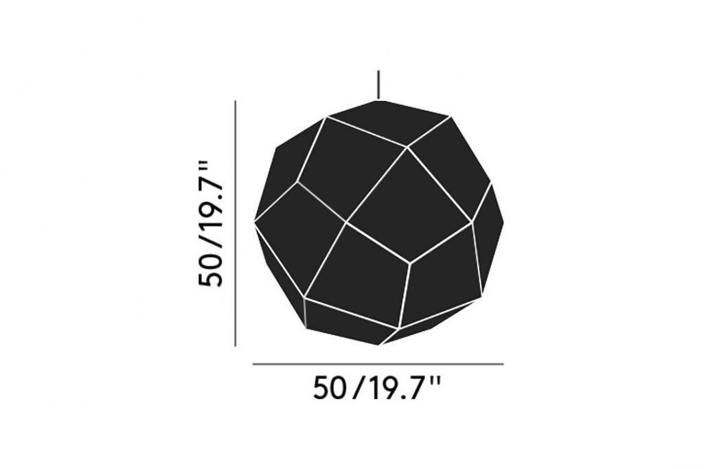 line drawing and dimensions for tom dixon etch pendant light 50cm