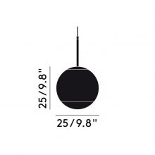line drawing and dimensions for tom dixon mirror ball pendant light 25cm