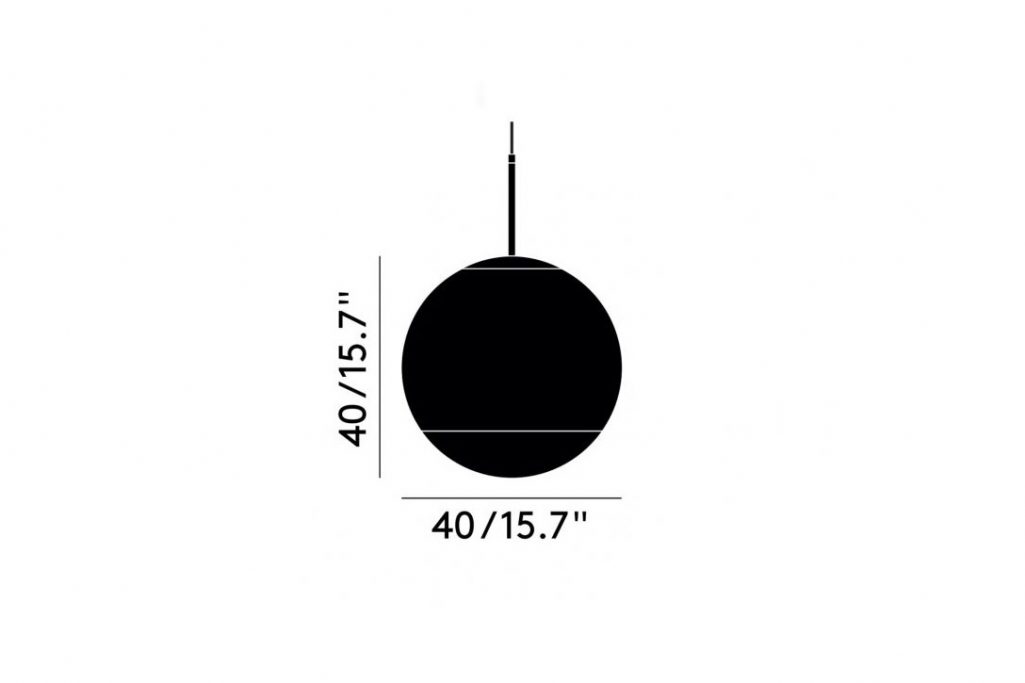 line drawing and dimensions for tom dixon mirror ball pendant light 40cm