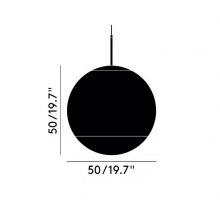 line drawing and dimensions for tom dixon mirror ball pendant light 50cm